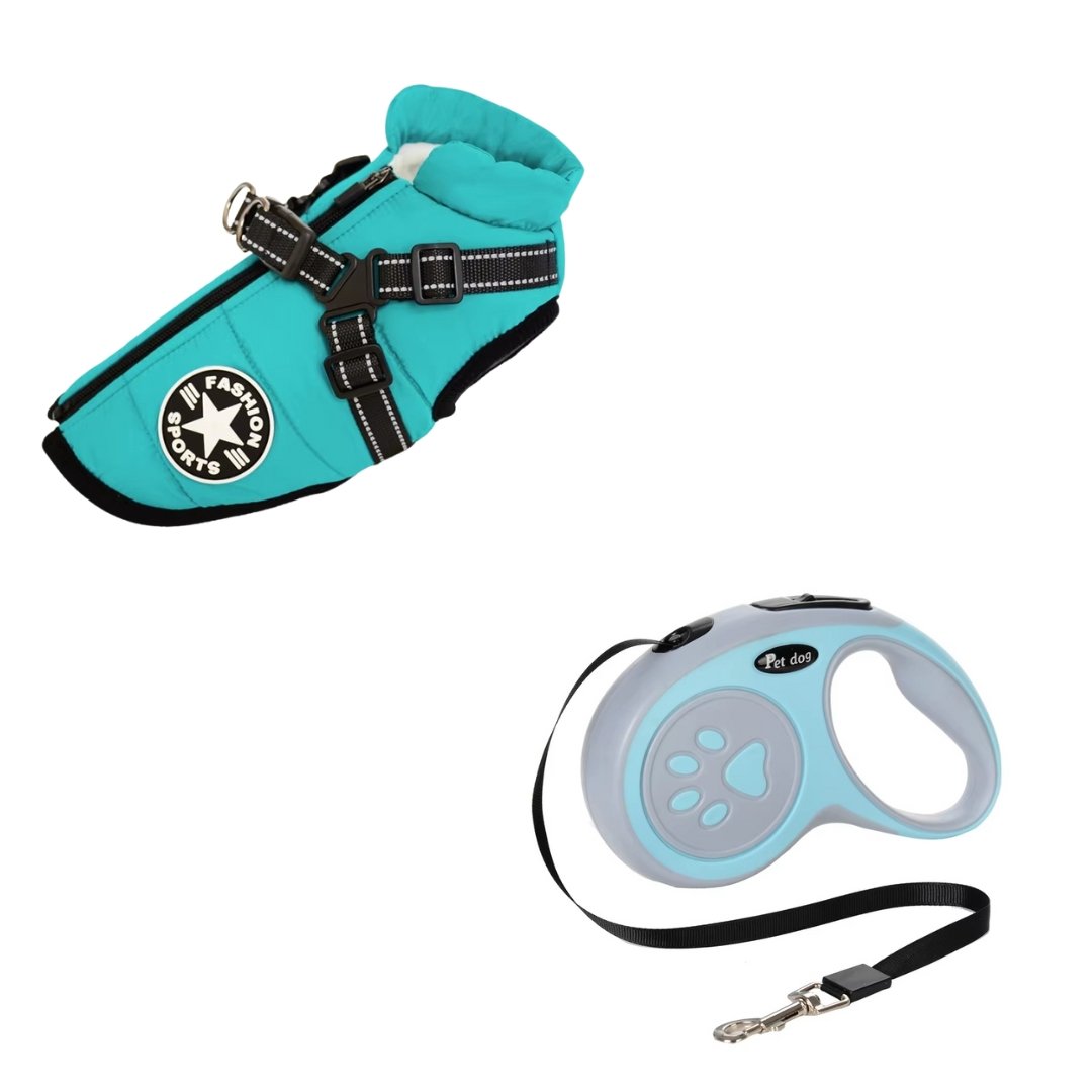 Manteau d’Hiver pour Chien avec Harnais + Laisse Rétractable - 1