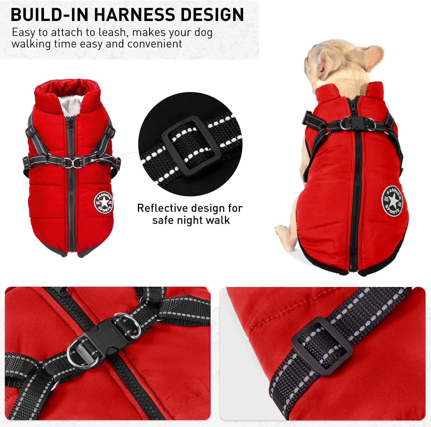 Manteau d’Hiver pour Chien avec Harnais Intégré thumbnail 8