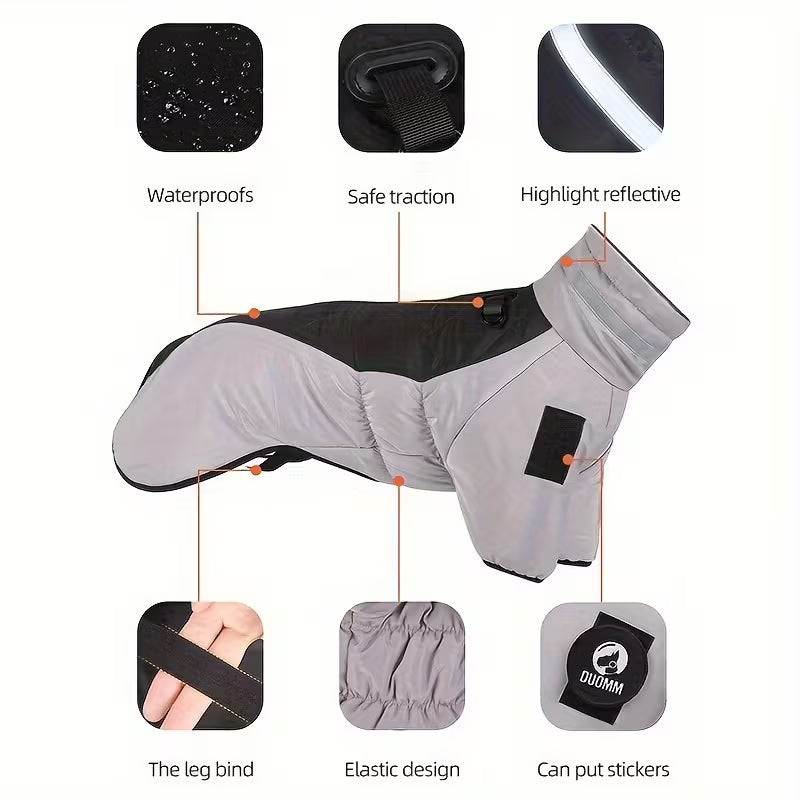 Manteau d’Hiver Réfléchissant pour Chien – Chaud & Coupe-Vent thumbnail 3