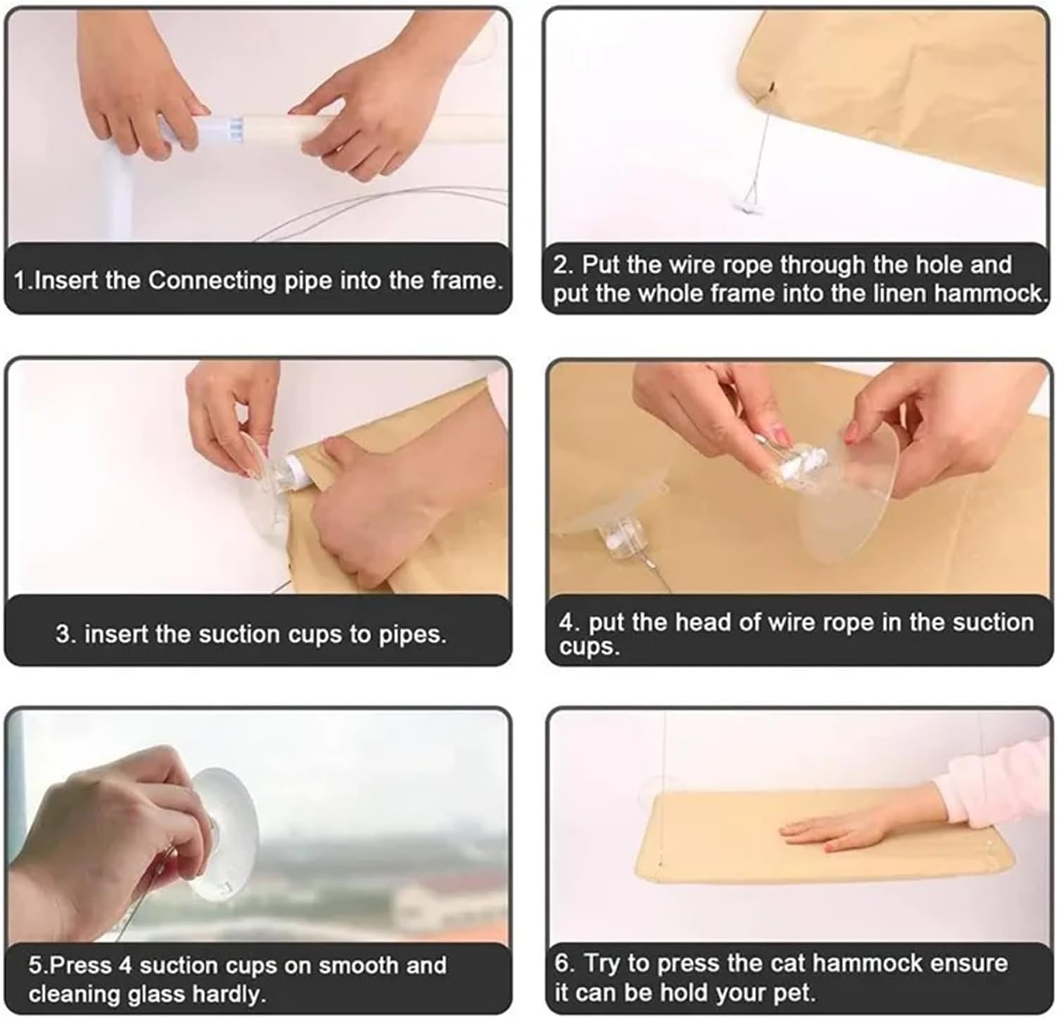 Perchoir pour fenêtre pour chat – Hamac à ventouse pour bronzer, solide et facile à installer thumbnail 6