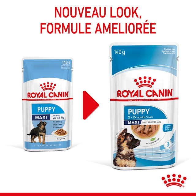 Royal Canin Maxi Puppy Chunks in Gravy - Nourriture humide pour chiens (140 g) thumbnail 4