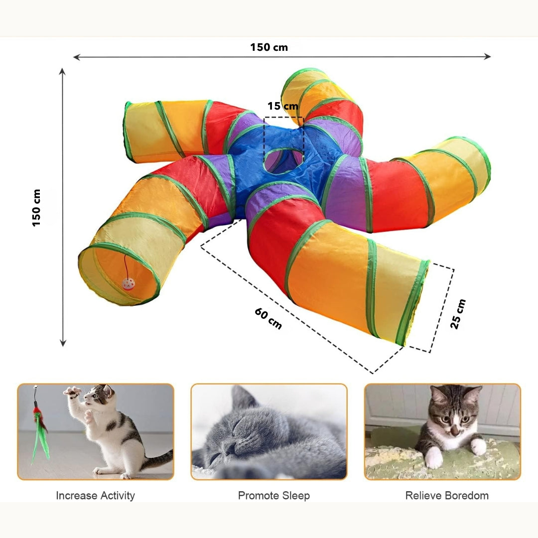 Tunnel 5 Voies pour Chat – Grand Tube de Jeu Intérieur thumbnail 2