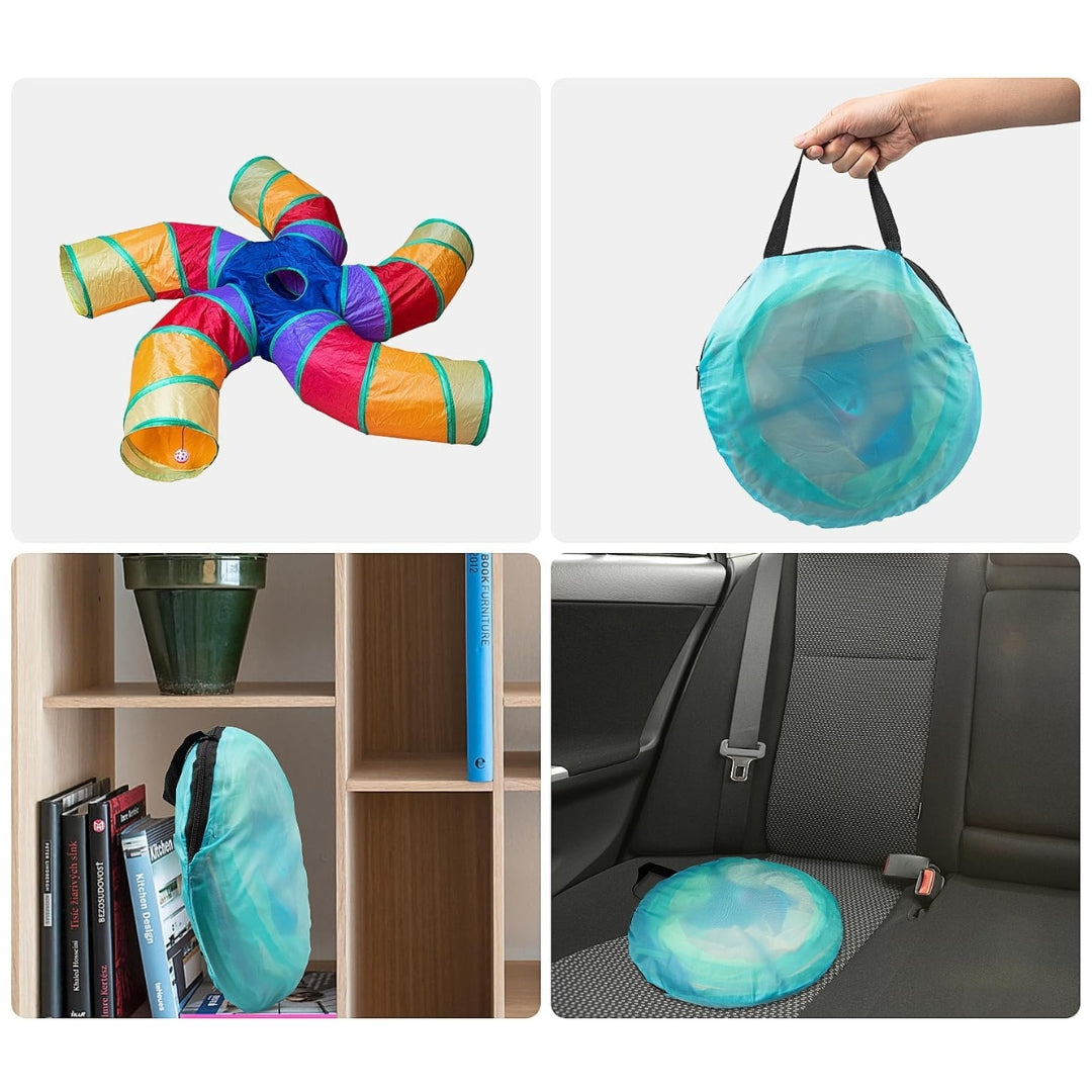 Tunnel 5 Voies pour Chat – Grand Tube de Jeu Intérieur thumbnail 3