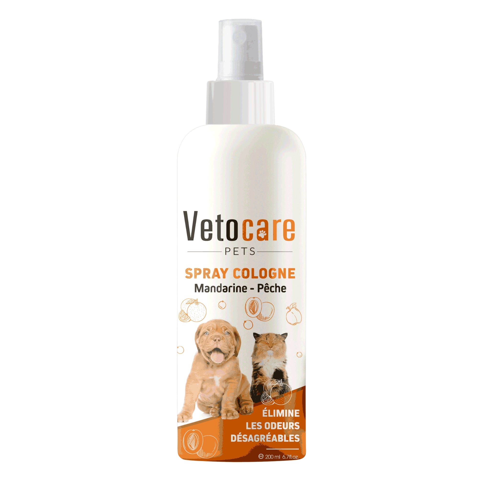 Eau de Cologne en spray 200 ml – Vetocare Pets (Pêche / Vanille / Pomme) - 1